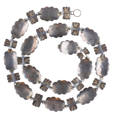 as is 31" vintage 1940's Navajo sterling silver stamped link hatband/concho belt