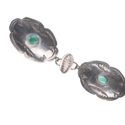 26.5" vintage 1940s Navajo sterling silver stamped turquoise hatband/concho belt