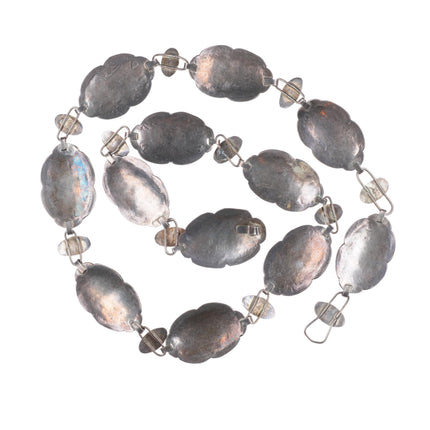 26.5" vintage 1940s Navajo sterling silver stamped turquoise hatband/concho belt