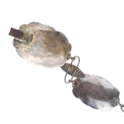 29.5" vintage 1940s Navajo sterling silver stamped link hatband/concho belt