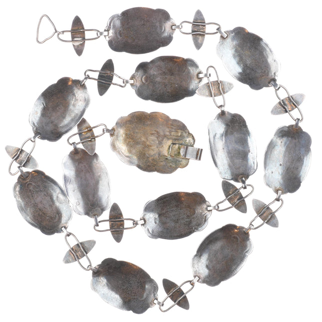 29.5" vintage 1940s Navajo sterling silver stamped link hatband/concho belt