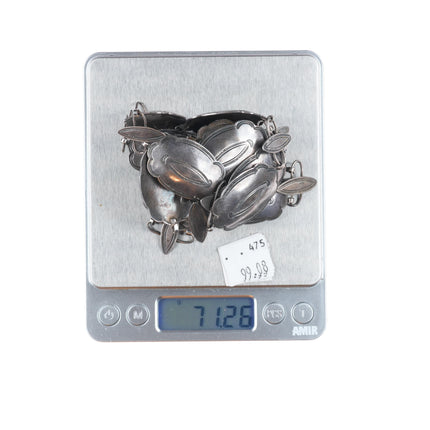 29.5" vintage 1940s Navajo sterling silver stamped link hatband/concho belt