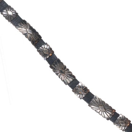 32" Vintage slim Navajo sterling silver hatband/concho belt