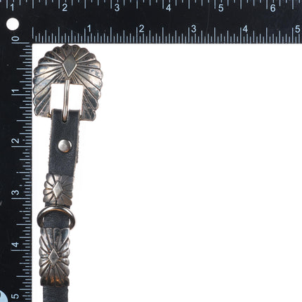 32" Vintage slim Navajo sterling silver hatband/concho belt