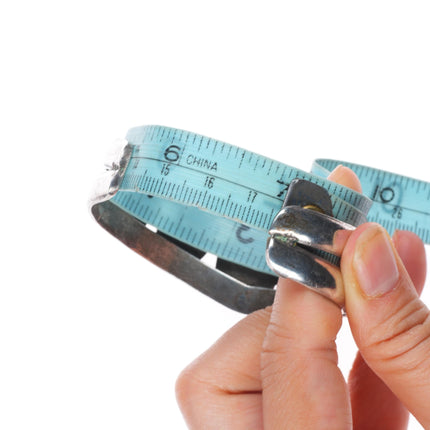 7" Vintage Navajo sterling silver turquoise graduated row cuff bracelet