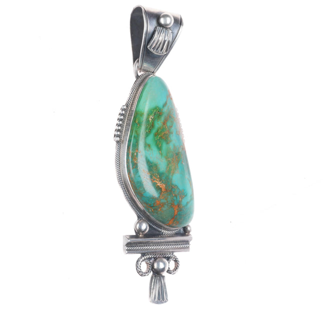 Large Tom Lewis Navajo sterling silver Royston Turquoise pendant