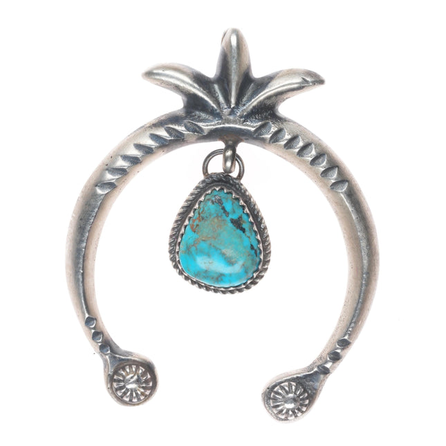 Mary Cayatineto Navajo sterling silver Naja pendant with turquoise