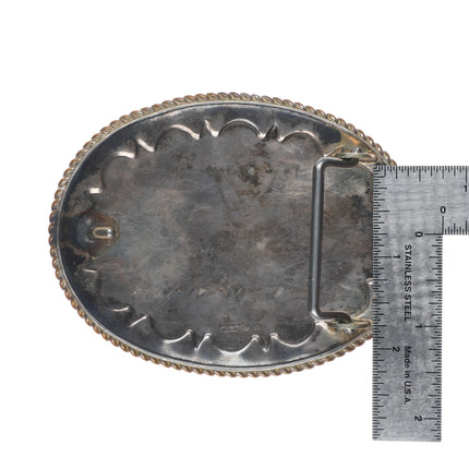 Vintage Sterling silver Kustom Kraft hand engraved horse head belt buckle