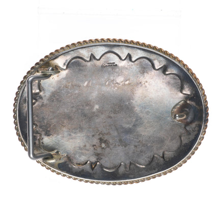 Vintage Sterling silver Kustom Kraft hand engraved horse head belt buckle