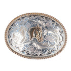 Vintage Sterling silver Kustom Kraft hand engraved horse head belt buckle