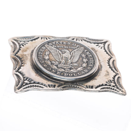Vintage Southwestern sterling silver hand stamped US Dollar belt buckle