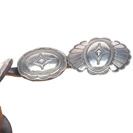 Vintage P.O. Taos Pueblo deep stamped sterling silver concho belt 31"
