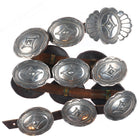 Vintage P.O. Taos Pueblo deep stamped sterling silver concho belt 31