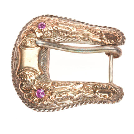 Hollands San Angelo #205 10k gold sterling silver rubies ranger 5/8" belt buckle set