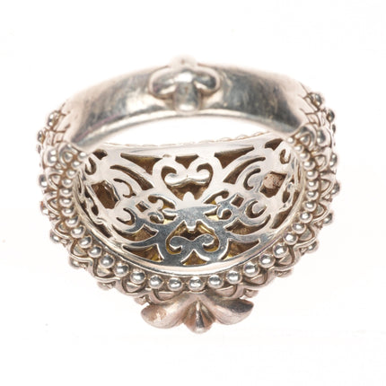 sz8 Barbara Bixby 18k gold/Sterling silver peridot floriform ring size 8