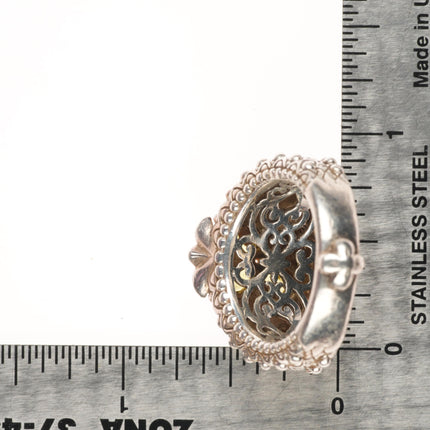 sz8 Barbara Bixby 18k gold/Sterling silver peridot floriform ring size 8