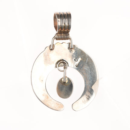 Cester Charley Navajo overlay style sterling silver naja pendant with turquoise