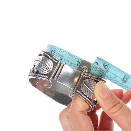 7" Heavy/wide Vintage Navajo sterling silver turquoise cluster link bracelet