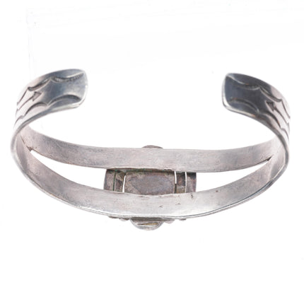 6.7" c1940 Navajo Lone Mountain turquoise vintage sterling silver cuff bracelet