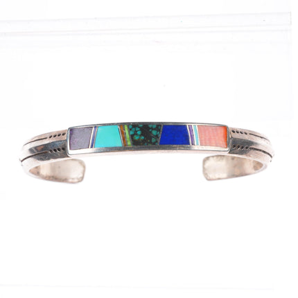 6.5" David Rosales Navajo Supersmith sterling silver channel inlay cuff bracelet