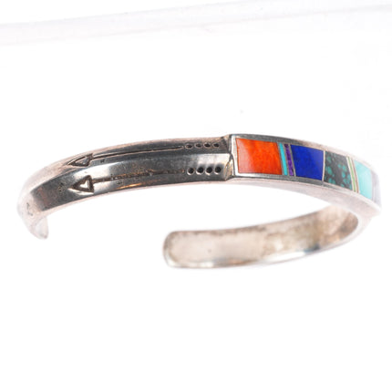 6.5" David Rosales Navajo Supersmith sterling silver channel inlay cuff bracelet