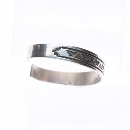 7.25" Troy Lamer Navajo sterling silver slim stacker stamped cuff bracelet