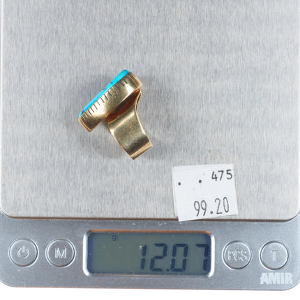sz5 Anthony Sanchez Navajo 14k gold modernist freeform turquoise ring