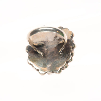 sz6.5 Vintage Zuni natural turquoise cluster ring sterling silver 40's-50's
