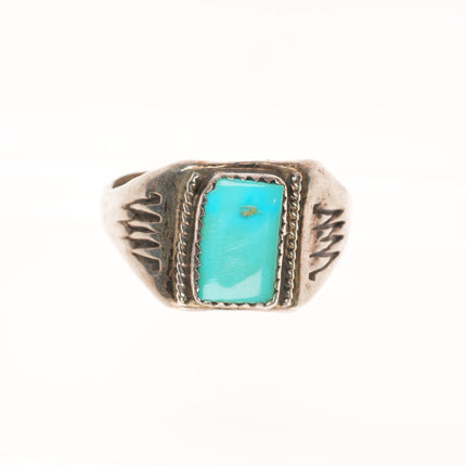 sz14.25 Vintage Navajo sterling silver square turquoise ring