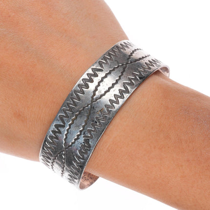 7" 40's-50's Vintage Navajo stamped sterling silver cuff bracelet