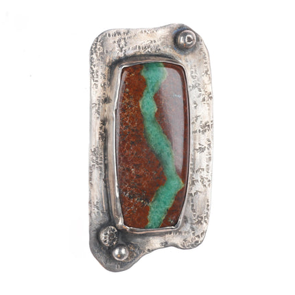Vintage southwestern modernist sterling silver boulder turquoise pendant