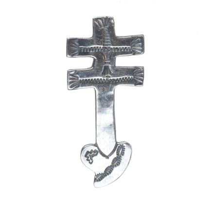 Vintage Navajo sterling silver Isleta cross pendant hand stamped