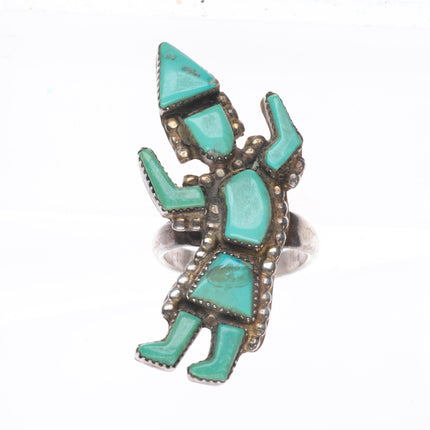 sz6.75 Vintage Zuni turquoise Rainbow Man sterling silver ring