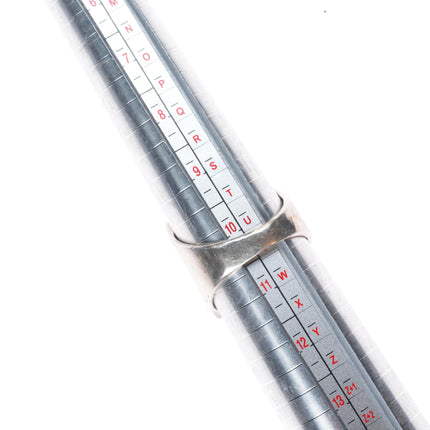 sz11 Vintage Navajo sterling silver turquoise/shell channel inlay size 11 ring