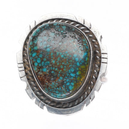 sz8.75 Vintage Navajo sterling silver spiderweb turquoise ring