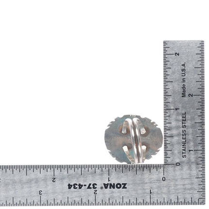 sz8.75 Vintage Navajo sterling silver spiderweb turquoise ring