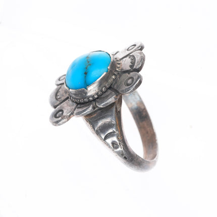 sz12 30's-40's Vintage Navajo sterling silver stamped face ring