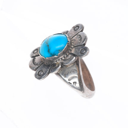 sz12 30's-40's Vintage Navajo sterling silver stamped face ring