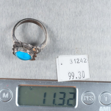 sz12 30's-40's Vintage Navajo sterling silver stamped face ring