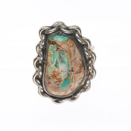 sz9 Vintage Navajo sterling silver boulder Cerrillos turquoise size 9 ring