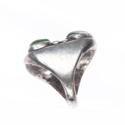 sz9 Vintage Navajo sterling silver green turquoise big face nugget size 9 ring