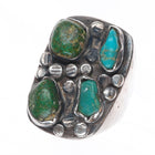 sz9 Vintage Navajo sterling silver green turquoise big face nugget size 9 ring