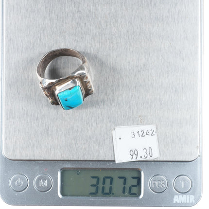 sz12 MT Vintage Navajo sterling silver turquoise heavy size 12 ring