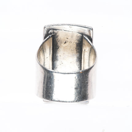 sz9 Vintage Navajo sterling silver bird overlay ring with turquoise size 9