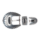 Vintage southwestern/Native American sterling silver onyx ranger belt buckle set