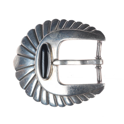 Vintage southwestern/Native American sterling silver onyx ranger belt buckle set