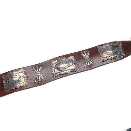 c1920 Antique Navajo sterling silver butterfly concho belt w/ amazing stampwork