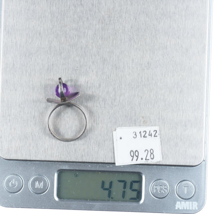 sz6.5 Poul Warmind - Denmark Mid century modernist sterling silver amethyst ring