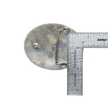 Arnold Goodluck Navajo sterling silver bear paw turquoise/coral belt buckle