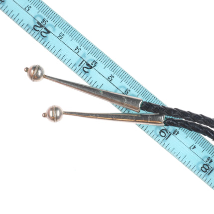 Vintage Navajo sterling silver and turquoise feather edge bolo tie